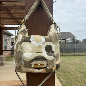 GUC Coach Kristin Graphic Optic Art Hobo Sequin Vintage Bag